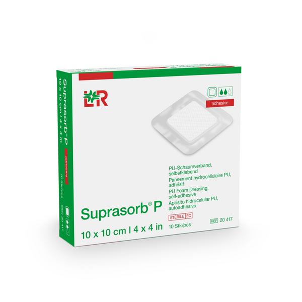 Suprasorb P PU-Schaumverband steril, selbstkleb., 10x10cm, 10 Stück (REF 20417) / PZN: 18001106