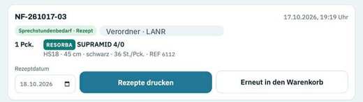 Bestellungen und Rezeptdruck