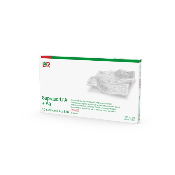 Suprasorb A+Ag antimik. Ca-Alg-Kompr. steril, 10x20cm, 5 Stück (REF 149267) / PZN: 04829534