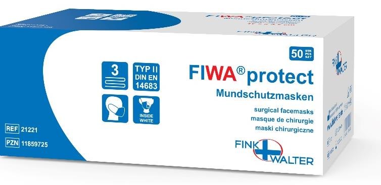 Fink & Walter FIWA®protect – Einweg-OP-Mundschutz mit Gummizug, TYP II, 3-lagig, (Pckg. à 50 Stück) / 50 St. (REF 21221)