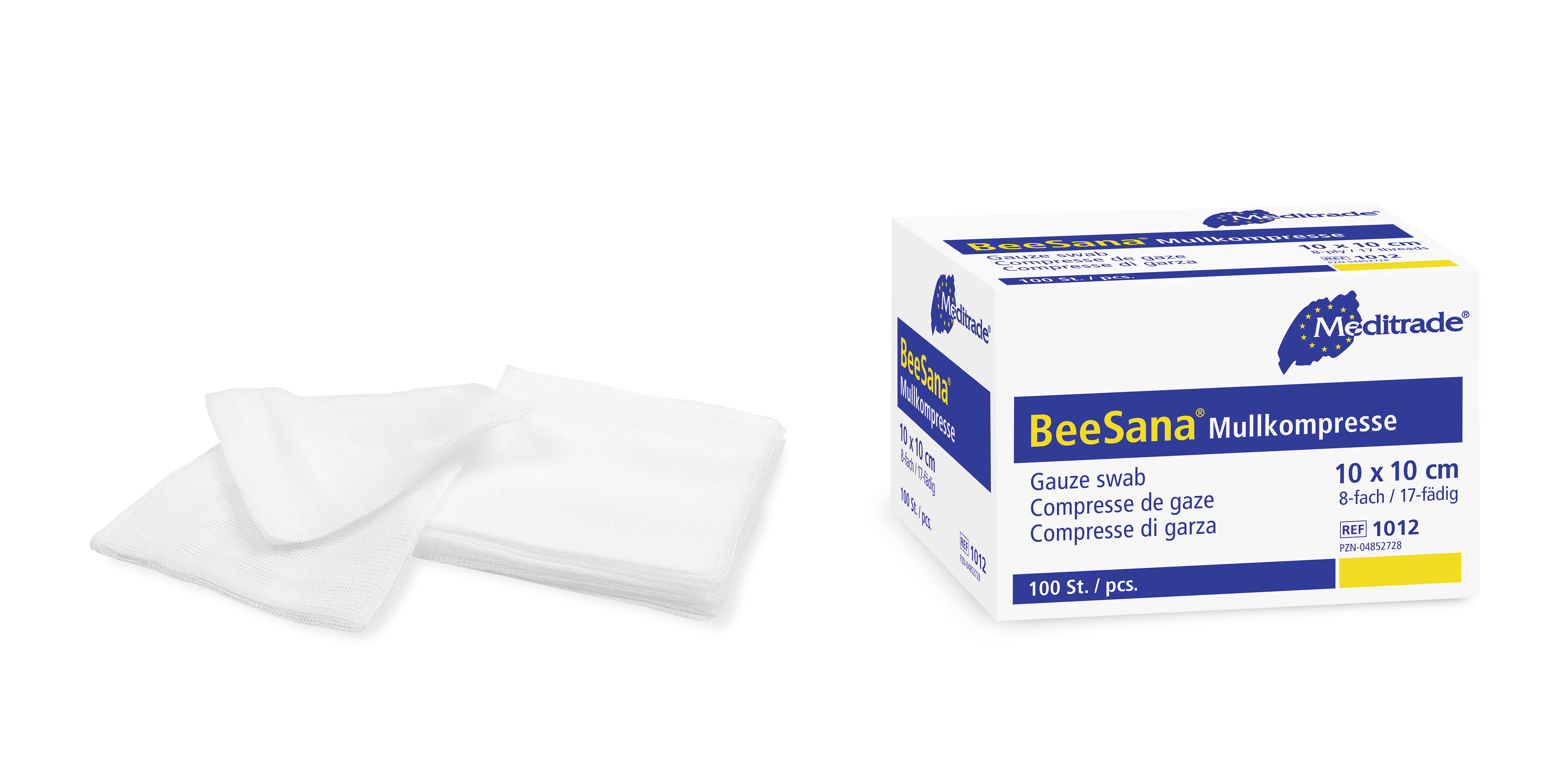 BeeSana® Mullkompresse / steril / 12-fach