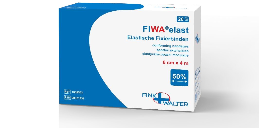 Fink & Walter FIWA®elast – El. Fixierbinden 4cm x 4m Pckg. à 100 Rollen / 100 St. (REF 1050510) / PZN: 04793954