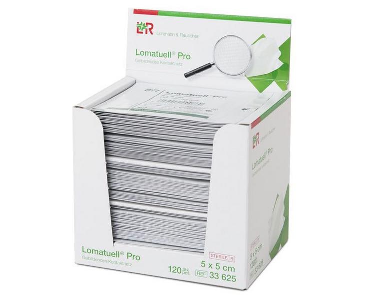 Lomatuell Pro gelbildendes Kontaktnetz steril, 5x5cm, 120 Stück (REF 33625) / PZN: 11070110
