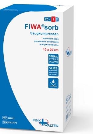 Fink & Walter FIWA®sorb – Saugkompressen steril 15x25cm, mit einer Vliesumhüllung, Btl. à 1 Stück (Pckg. à 12 Stück) / 12 St. (REF 322033) / PZN: 14411586