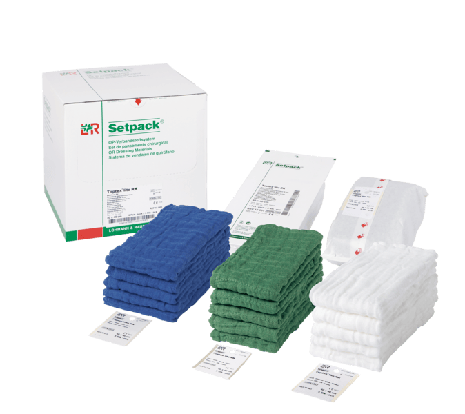Setpack Toptex lite Bauchtuch RK 40x40cm, blau, 4fach, 2 Stk, steril (REF 15016)