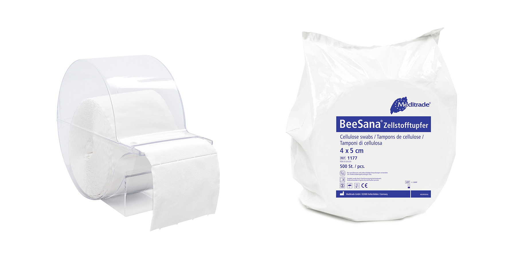 Meditrade Beesana® / Zellstofftupfer /  4x5 cm / unsteril / 1 Rolle / PZN: 07210048