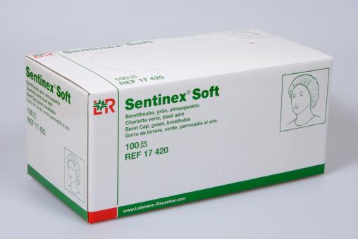 Sentinex Soft / Baretthaube / grün/ atmungsaktiv / 100 St. / PZN: 	04216197 / REF: 17420