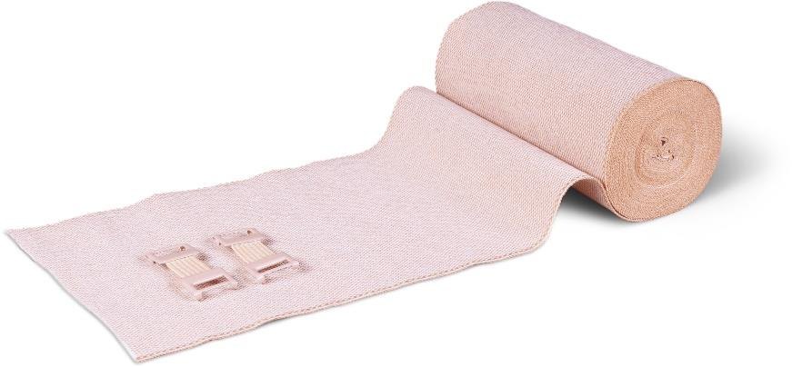 Fink & Walter FIWA®Ian ultra – Ultra-Kurzzugbinde 10cm x 5m, mit Klammer, dauerelastisch, sehr kurzer Zug, hautfarben, Pckg à 10 Stück / 10 St. (REF 210233) / PZN: 04793262