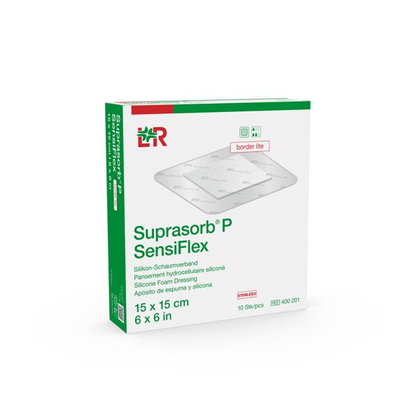 Suprasorb P SensiFlex PU-Schaumverband steril, border lite, 15x15cm, 10Stk (REF 400201) / PZN: 19445319