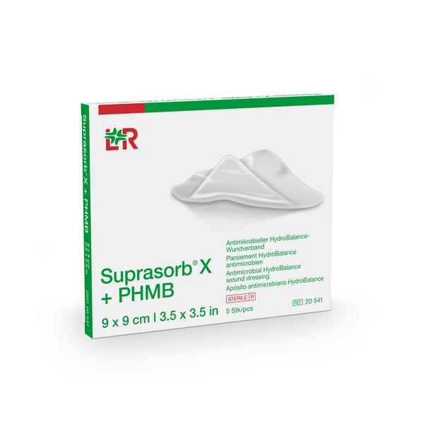 Suprasorb X+PHMB HydroBalance Kpr. steril, 9x9cm, 5 Stück (REF 20541) / PZN: 20286990