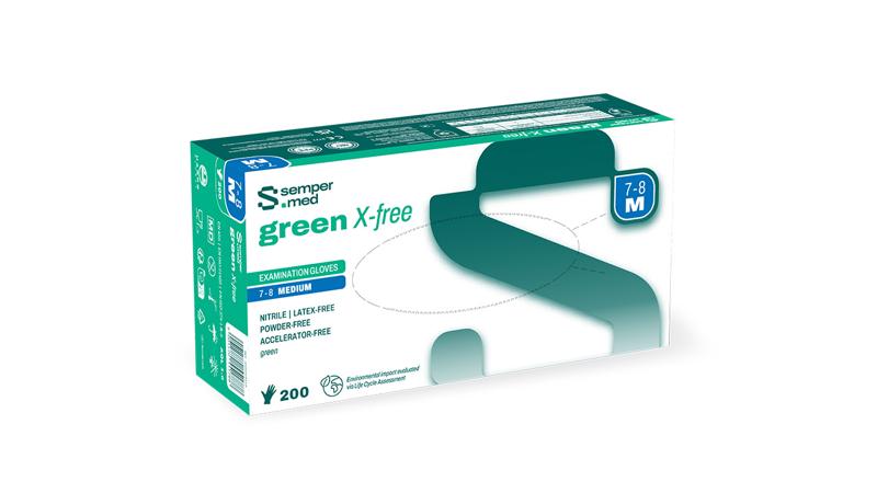 Sempermed green X-free Uhs Nitrile ungepudert, grün, Gr. M, 7,5, 200 Stk (REF 402282)