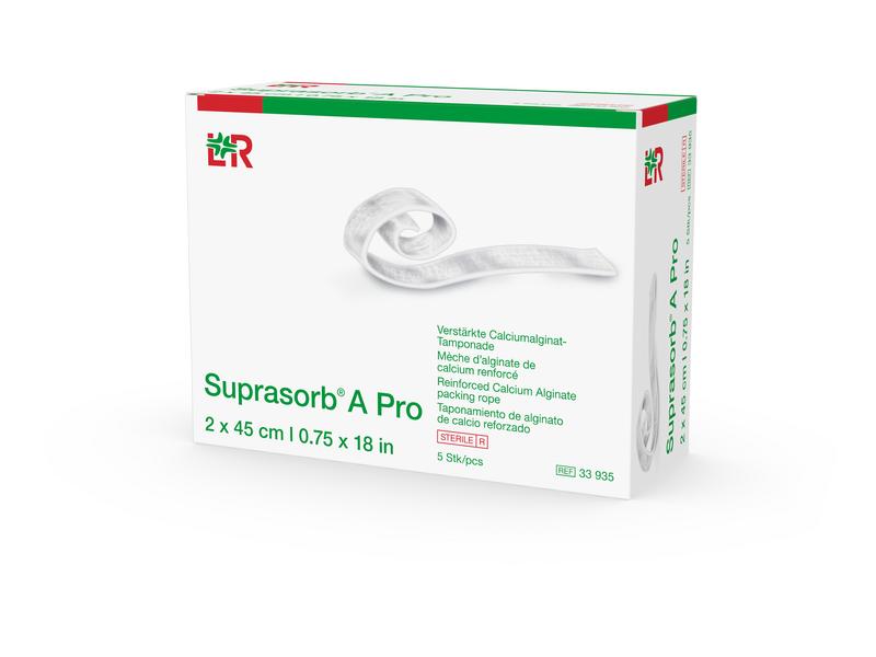 Suprasorb A Pro Ca-Alginattamp. steril, 2x45cm, 120gsm, 5 Stück (REF 33935) / PZN: 16760440