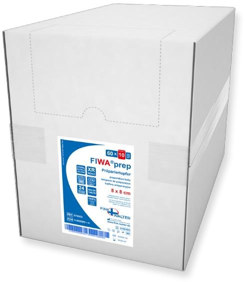 Fink & Walter FIWA®prep – Präpariertupfer steril 8x8cm in Schiebeschachtel, Röko, VM 24 DIN 14079 BW, doppelt verpackt mit Zählkarte, Set à 20 Stück / 20 St. (REF 570010)